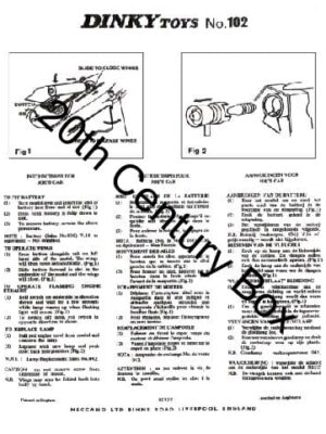 Dinky Toys 102 Joe’s Car Reproduction Instruction Sheet Dinky Toys 102 Joe’s Car Reproduction Instruction Sheet