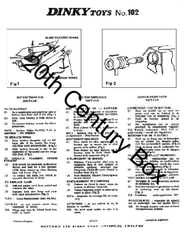 Dinky Toys 102 Joe’s Car Reproduction Instruction Sheet Dinky Toys 102 Joe’s Car Reproduction Instruction Sheet