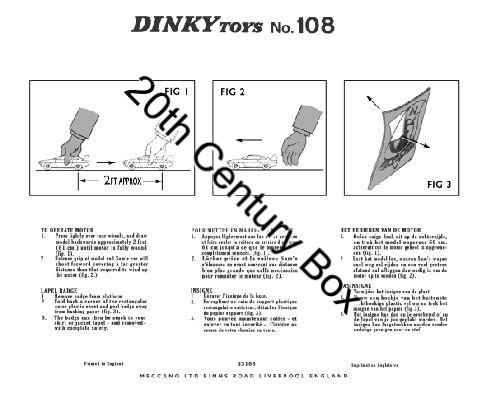 Dinky Toys 108 Sam’s Car Reproduction Instruction Sheet Dinky Toys 108 Sam’s Car Reproduction Instruction Sheet