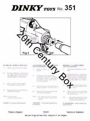 Dinky Toys 351 Shado Interceptor Reproduction Instruction Sheet Dinky Toys 351 Shado Interceptor Reproduction Instruction Sheet
