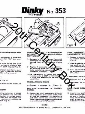 Dinky Toys 353 Shado 2 Mobile Instruction Sheet Dinky Toys 353 Shado 2 Mobile Instruction Sheet