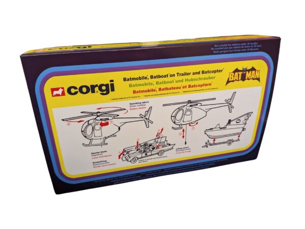 Corgi Toys Giftset 40 1979 Flat Box Batmobile, Batboat and Batcopter Repro Box (NO INSERT) Corgi Toys Giftset 40 1979 Flat Box Batmobile, Batboat and Batcopter Repro Box (NO INSERT)