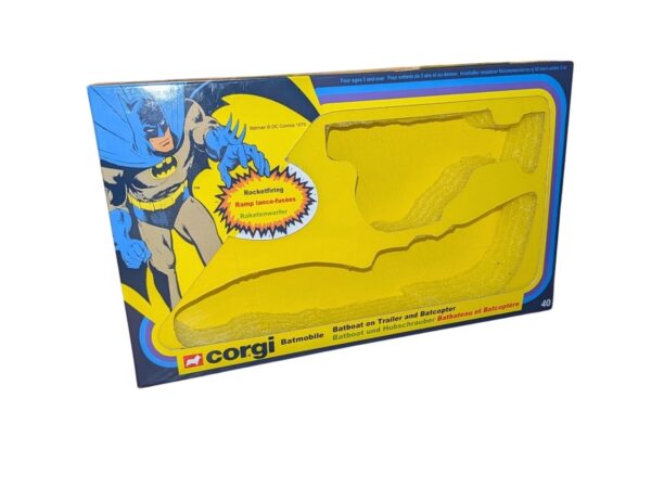 Corgi Toys Giftset 40 1979 Flat Box Batmobile, Batboat and Batcopter Repro Box Corgi Toys Giftset 40 1979 Flat Box Batmobile, Batboat and Batcopter Repro Box