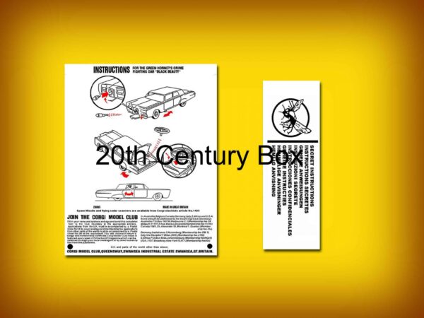 Corgi Toys 268 Green Hornet Black Beauty Instructions and Envelope Corgi Toys 268 Green Hornet Black Beauty Instructions and Envelope