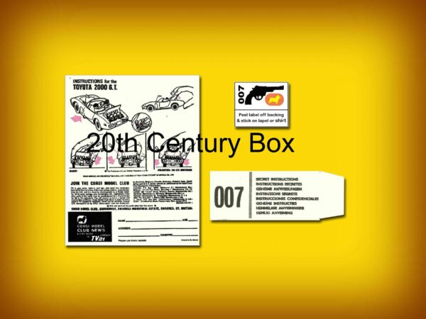 Corgi Toys 336 James Bond Toyota 2000GT Instruction Sheet & Badge Corgi Toys 336 James Bond Toyota 2000GT Instruction Sheet & Badge